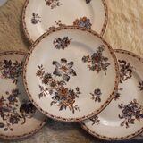 Ensemble de 4 assiettes plates polychrome-Terre de Fer de chez Salins-19è