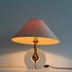 Wooden table lamp with fabric shade by Schröder & Co. Leuchten, 1960, Germany.