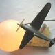Art deco table lamp aluminum airplane and ball tulip on marble terrace
