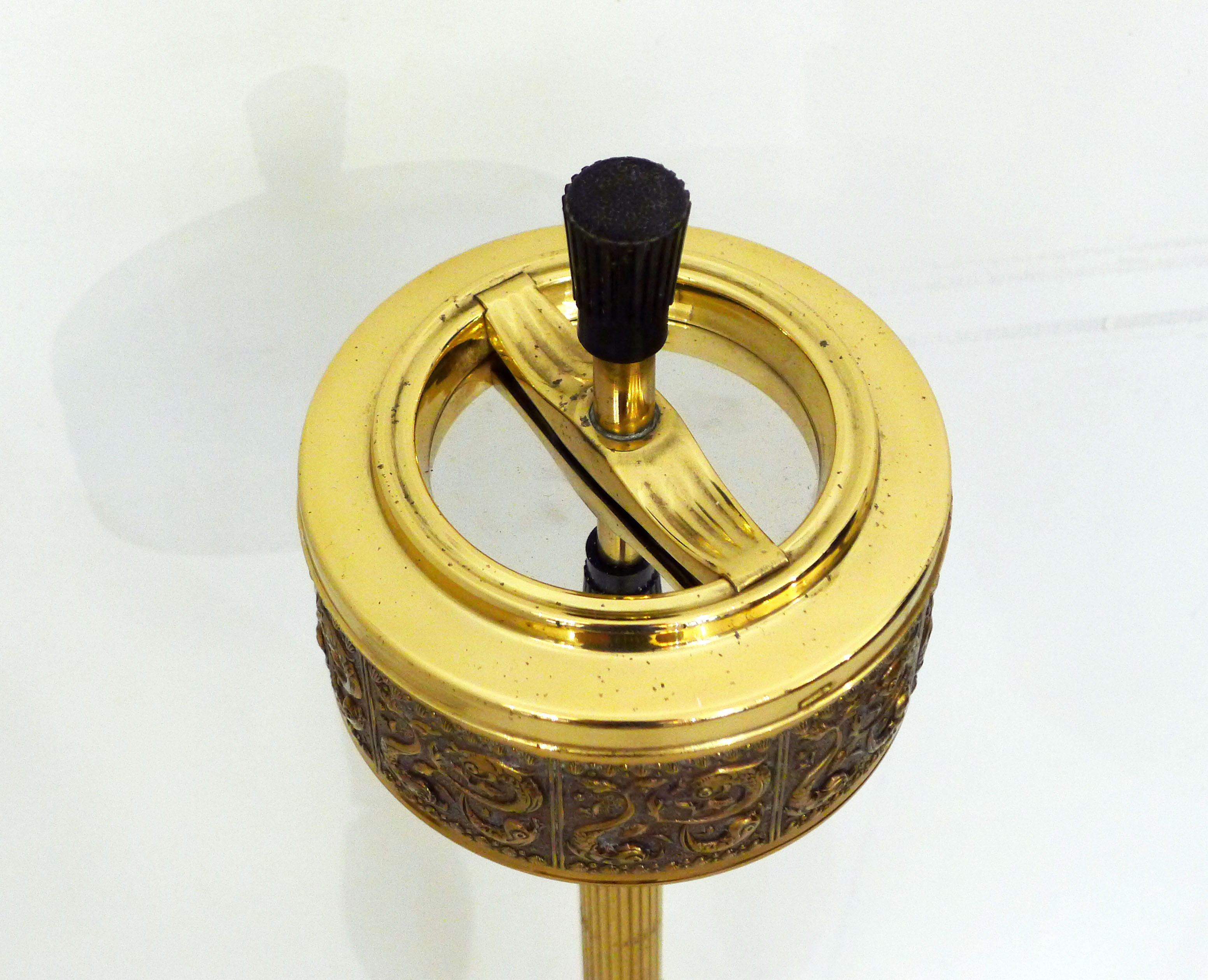 Standing ashtray, onyx & brass