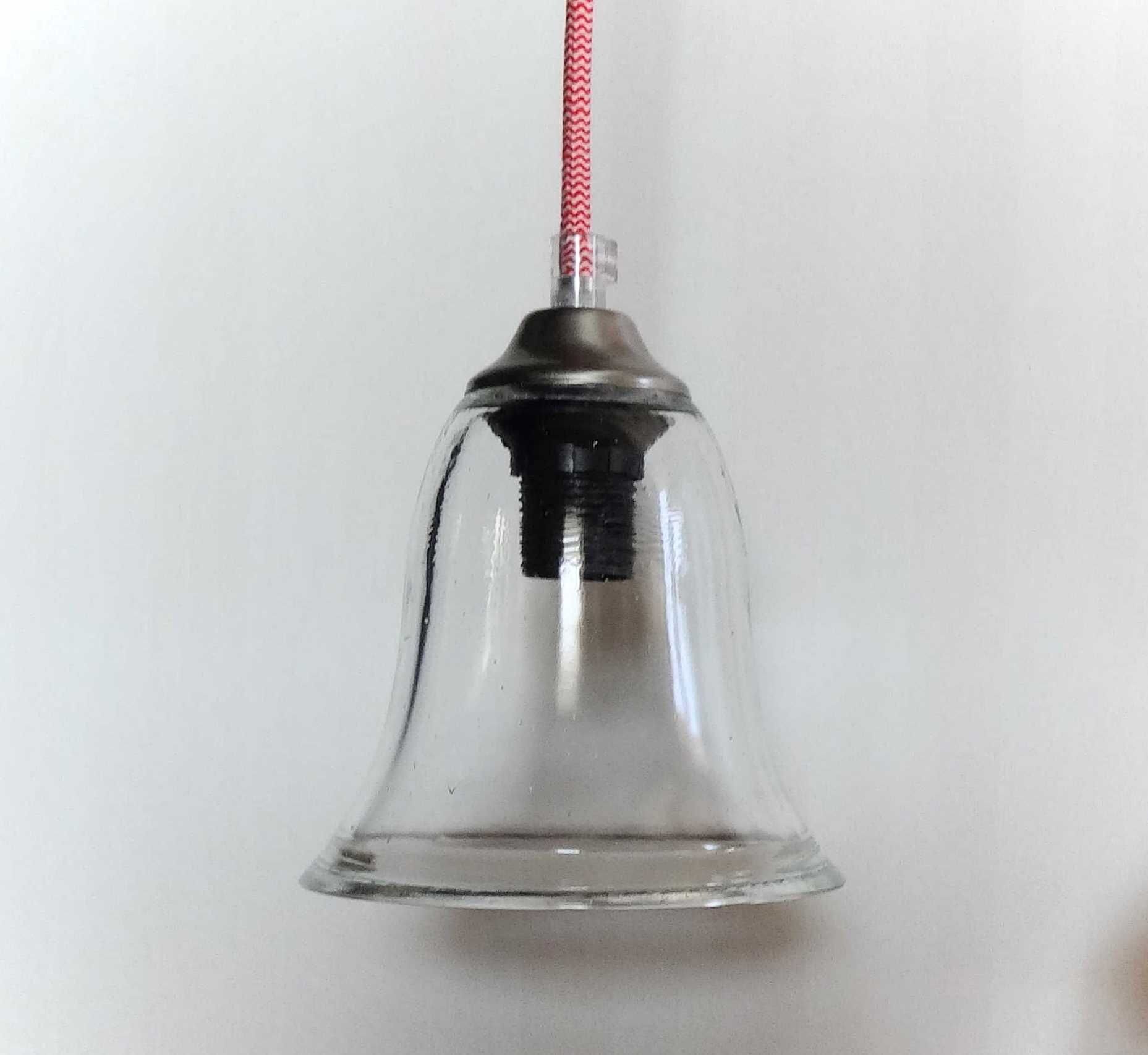 Duo de suspensions avec abat-jours en verre transparent vintage