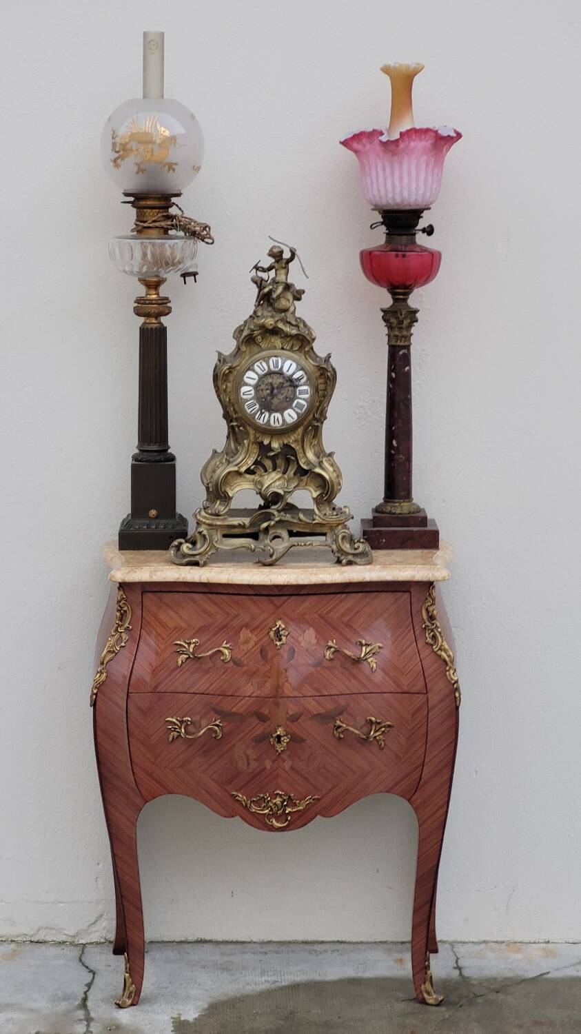 Louis XV Style Commode Stamped in Richly Decorated Rosewood Marquetry