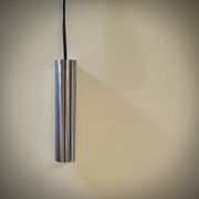 Still brand tube pendant light in polished stainless steel, 1970s, NEW