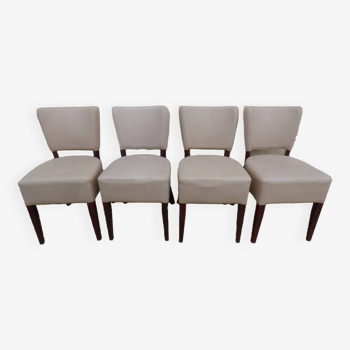 M20231213/4 Chairs with backs and firm seats in beige imitation leather and wooden legs - Very comfortable