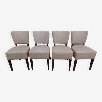 M20231213/4 Chaises avec dossiers et assises fermes en simili cuir beige et pieds en bois- Très conf