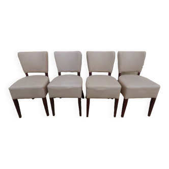 M20231213/4 Chairs with backs and firm seats in beige imitation leather and wooden legs - Very comfortable