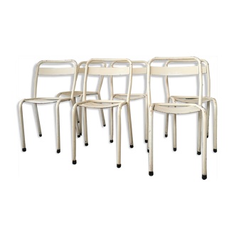 Lot 6 chaises métal d'extérieur de brasserie