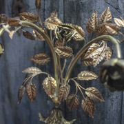 Pair of bronze and gold metal floral wall sconces, flower wall lamp.