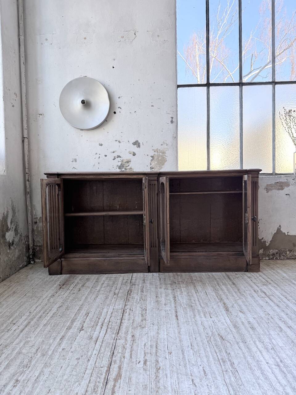 Enfilade display cabinet, solid oak, 1920.