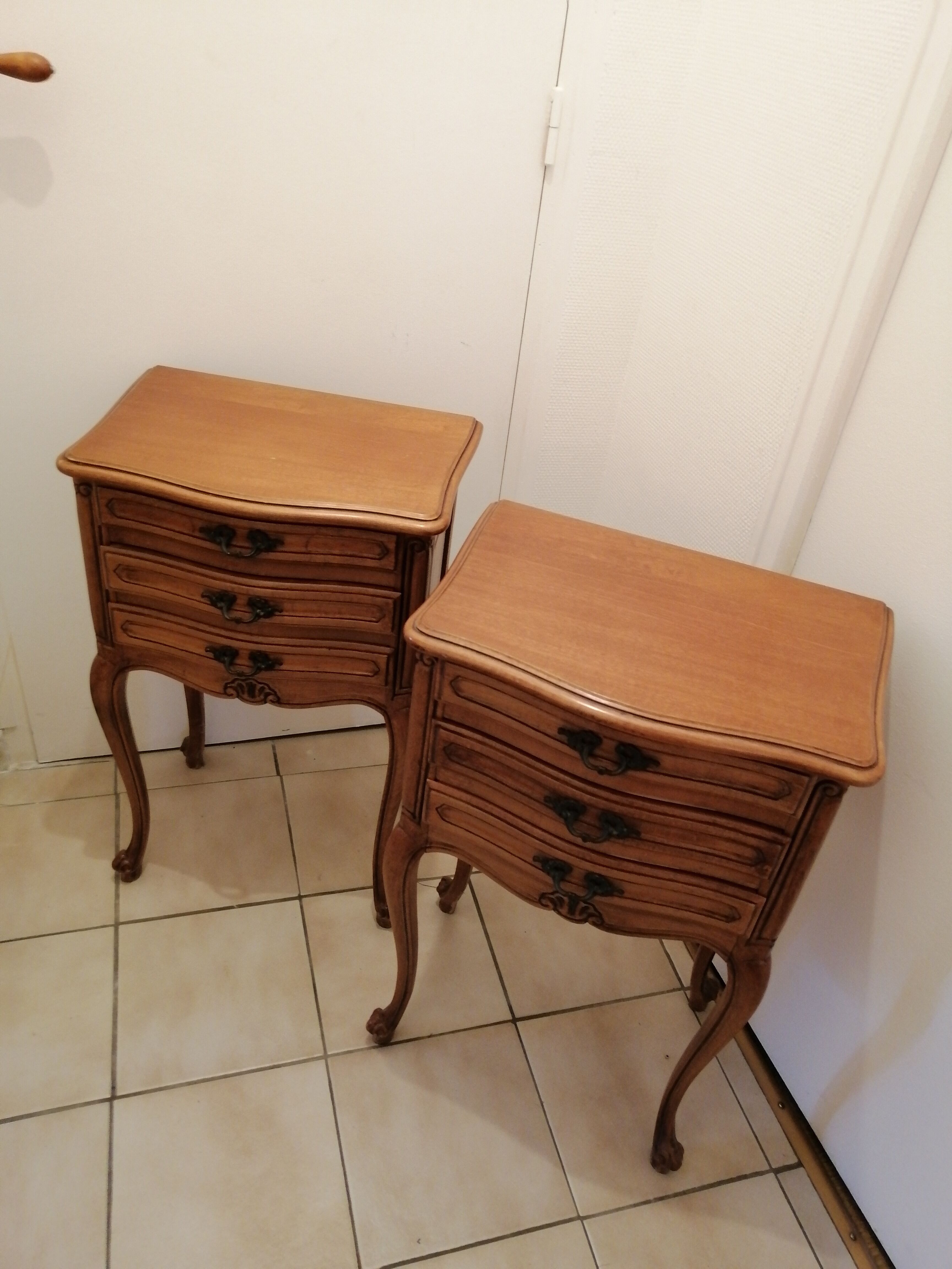Pair of old wooden bedsides