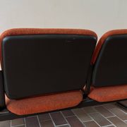 Strafor 3-seater bench, orange wool and sled base, 1970s.