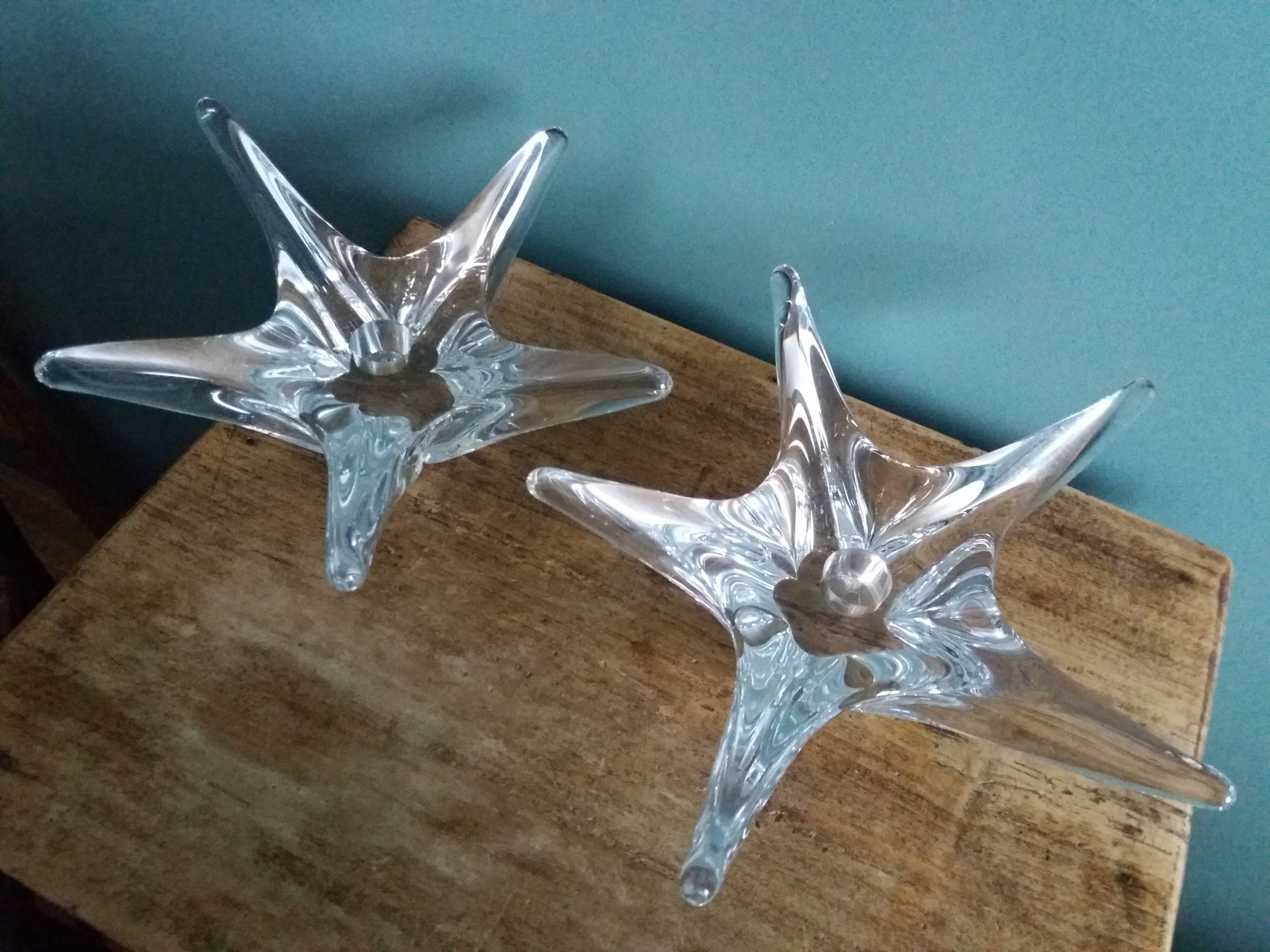 Daum France starfish crystal candlesticks