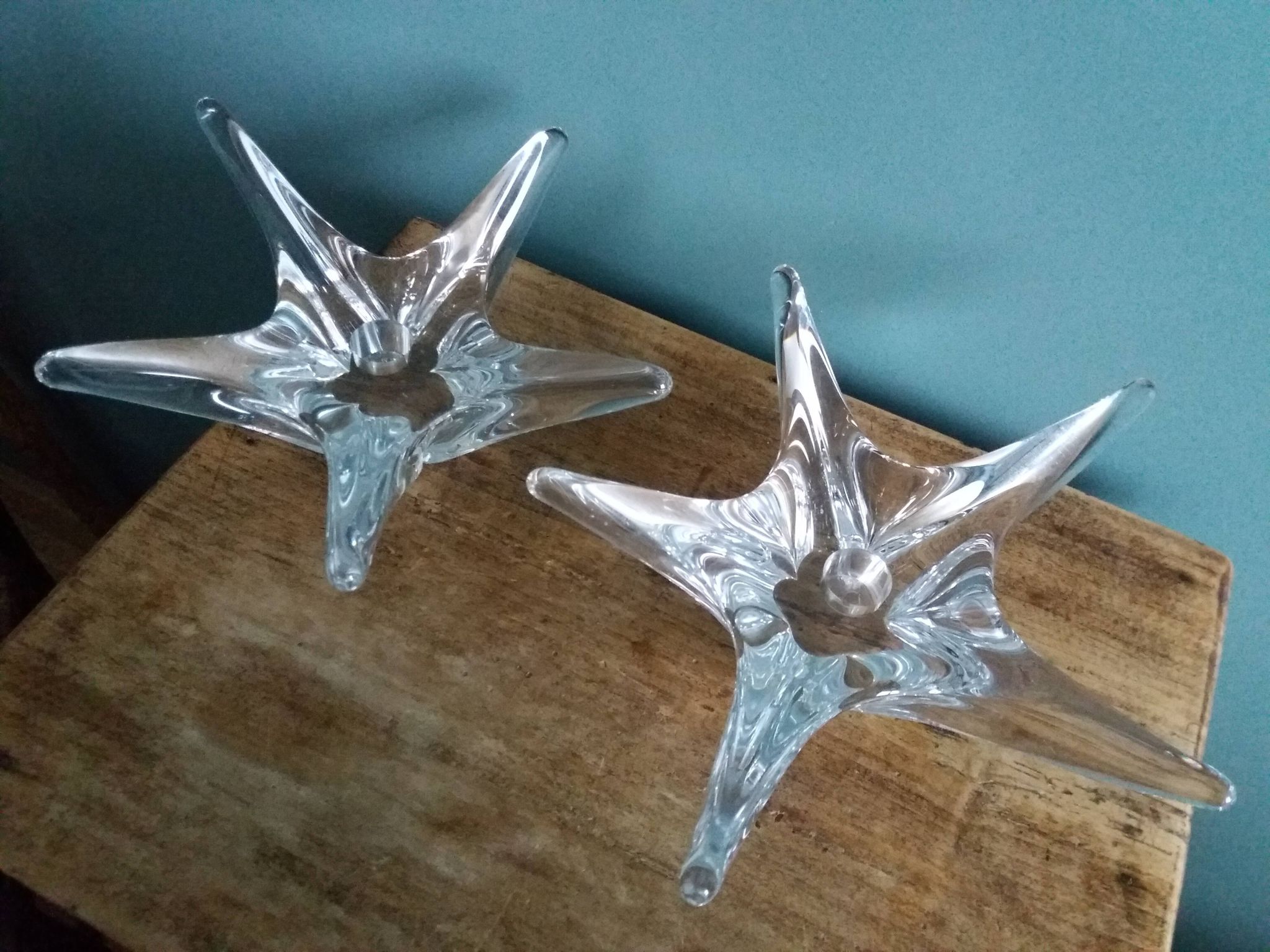 Bougeoirs cristal Daum France étoile de mer