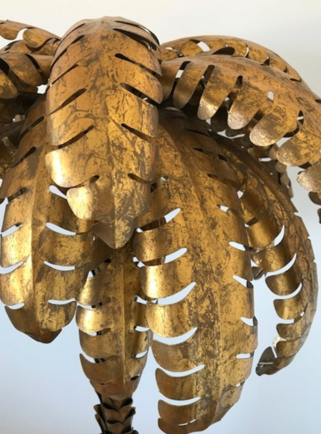 70s golden metal palm tree floor lamp