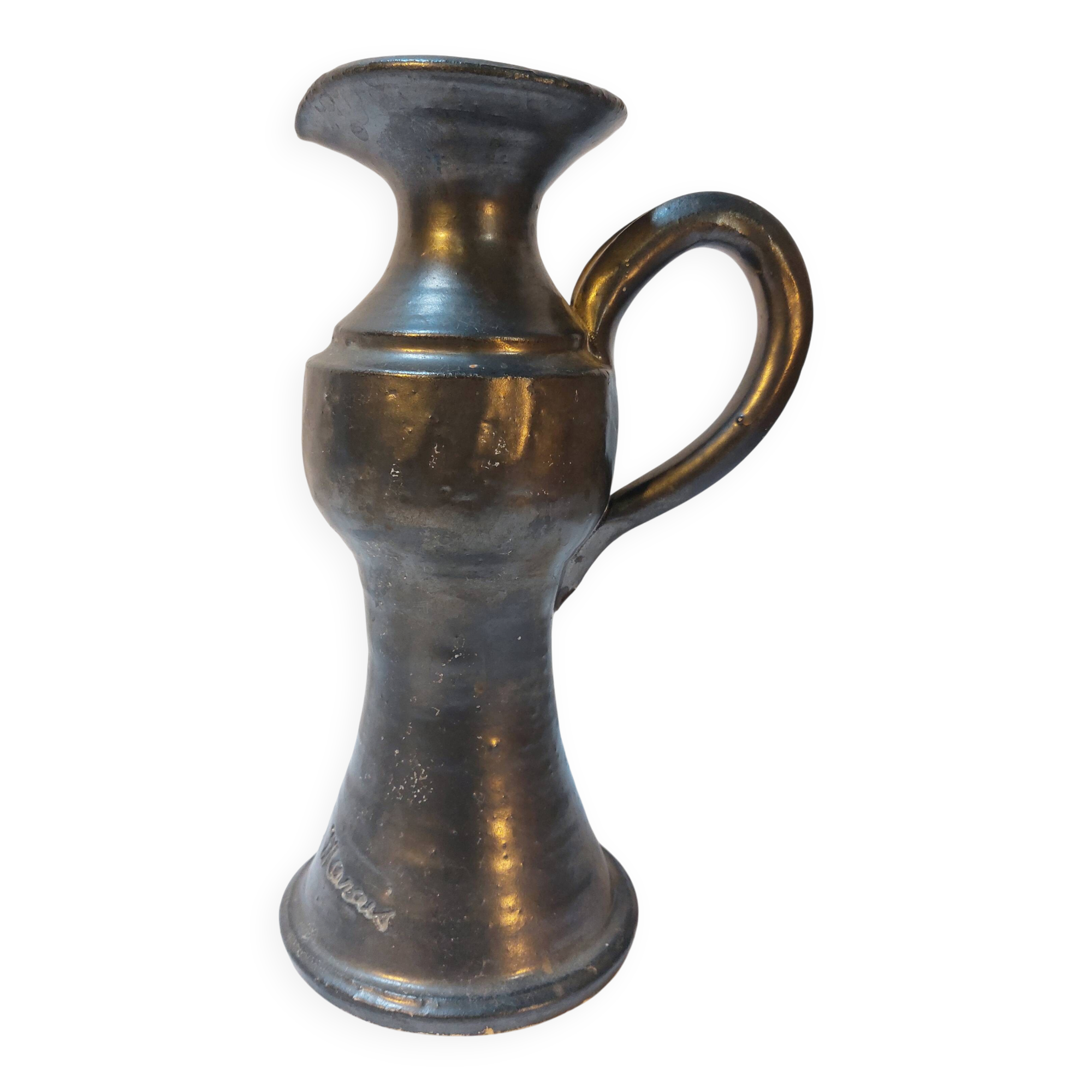 Glazed terracotta pitcher signed Jean Marais - Vallauris - Circa 1970