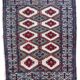 Handmade vintage rug Uzbek Bukhara 56cm x 83cm 1970s