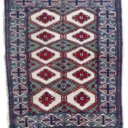 Handmade vintage rug Uzbek Bukhara 56cm x 83cm 1970s