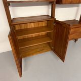Antique modular shelf in solid French elm from the 60s, vintage