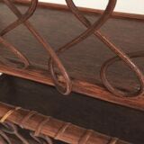 Wall shelf in wood, cannage and rattan from the 60s
