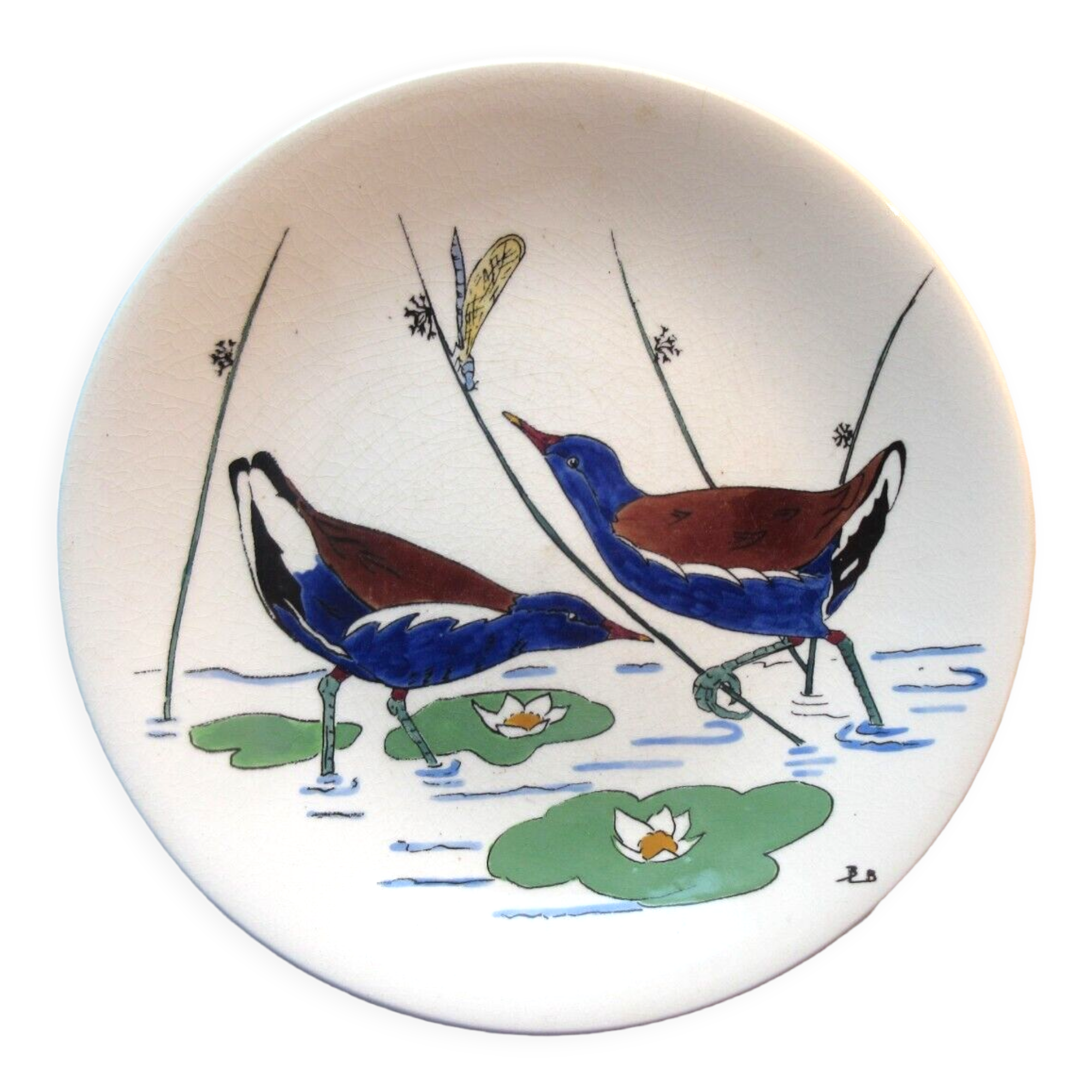 Game model plate signed gien, hunting birds, water hens