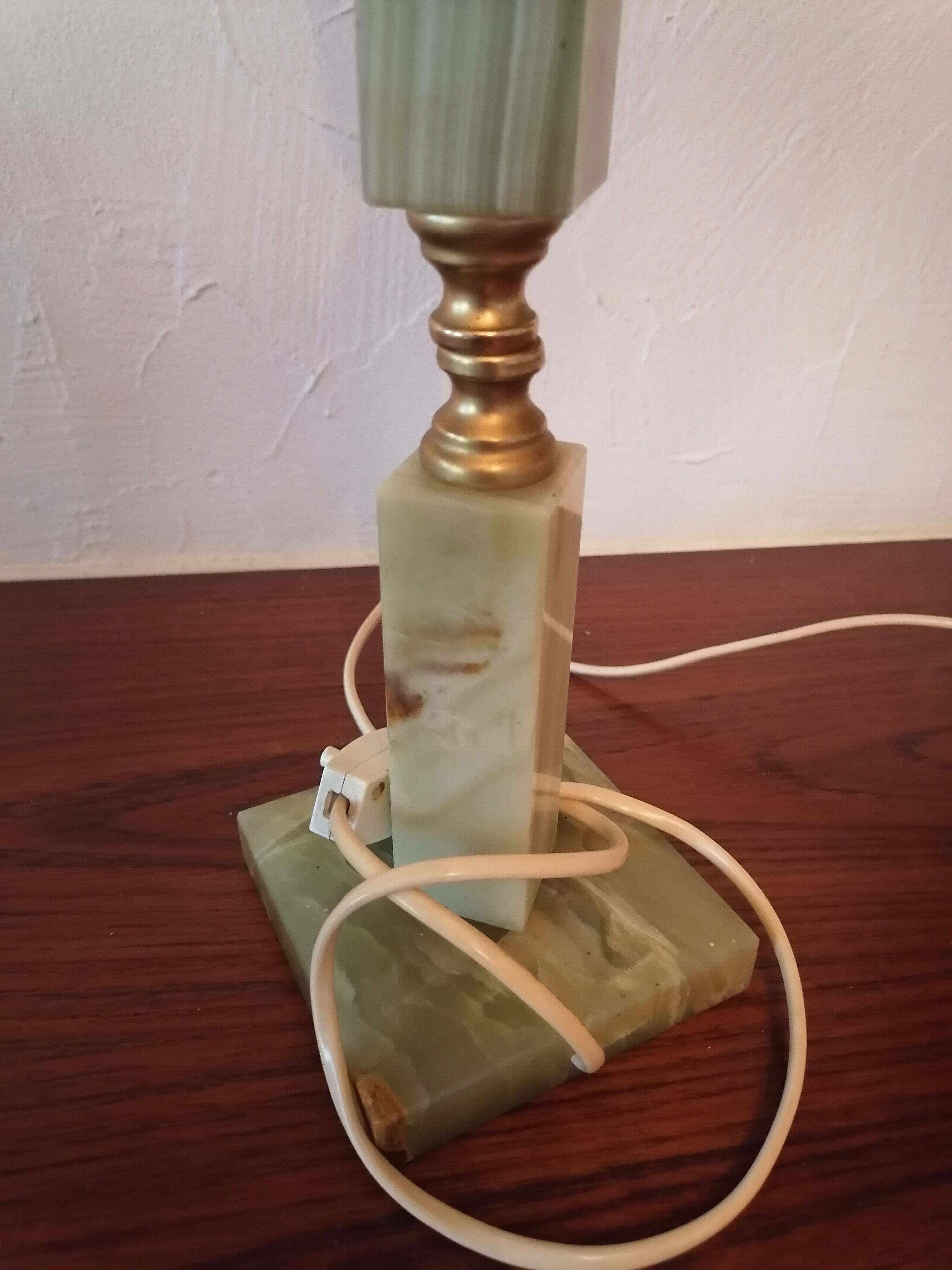 Foot lamp bedside desk onyx brass 1950 60