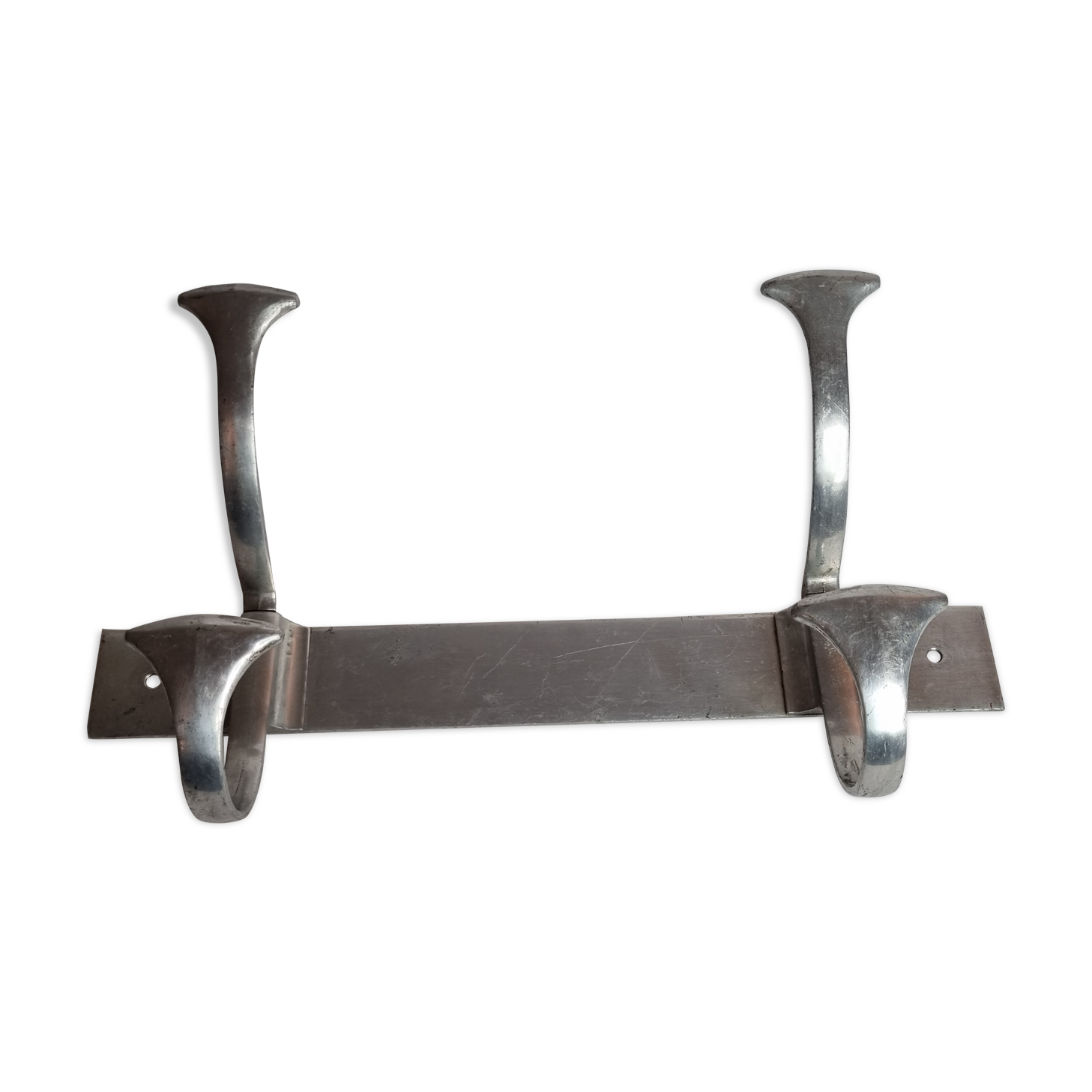 Aluminium wall coat rack with two double hooks, 38 cm