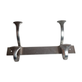 Portemanteau mural en aluminium avec deux patères doubles, 38 cm