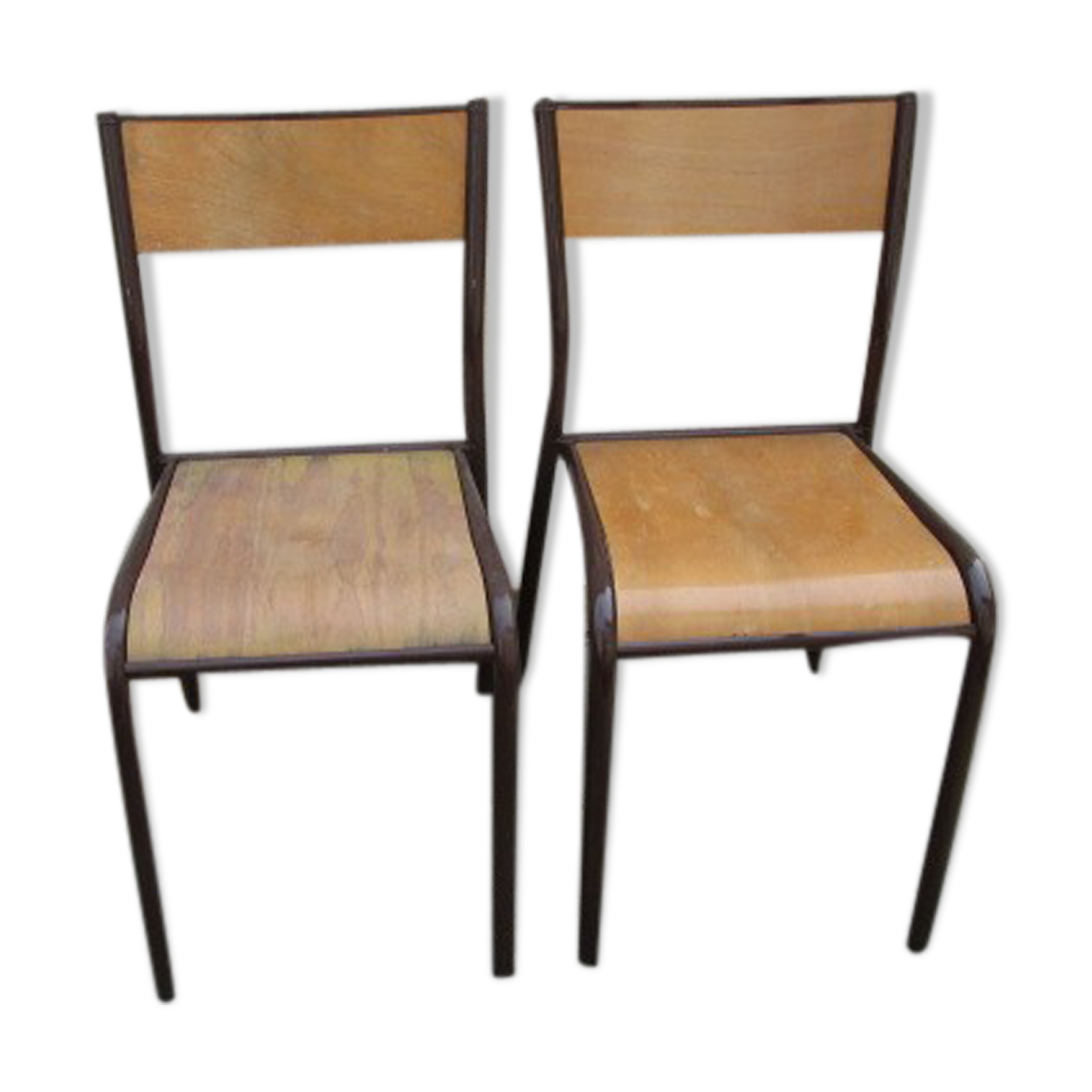 Paire de chaises d'école ancienne Mulca