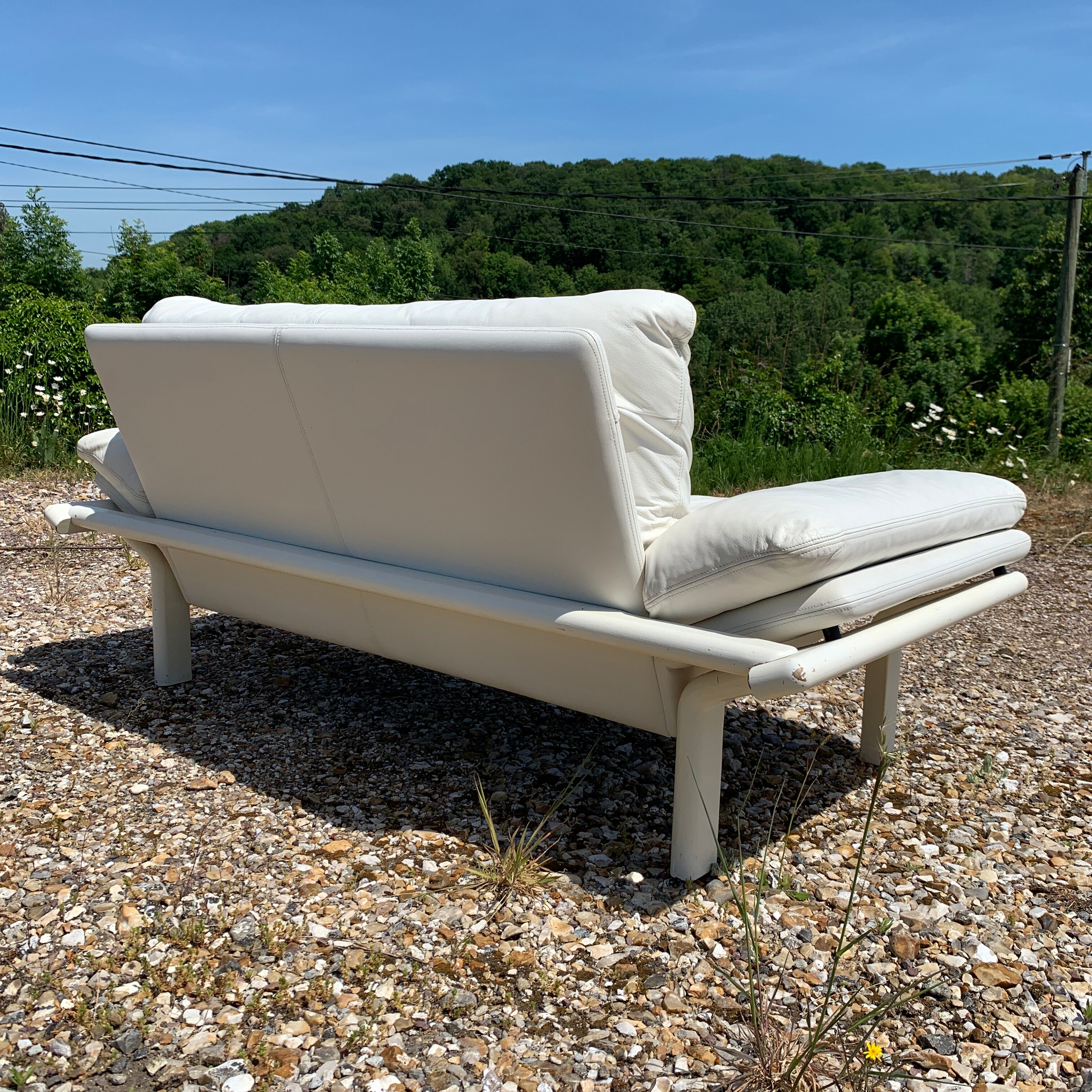 Danish Komfort white leather sofa