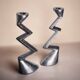 Pair of zigzag candlesticks, England, 1980