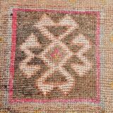 Tapis couloir kilim vintage , Orange, rose et beige boho pastel, 98x332 Cm