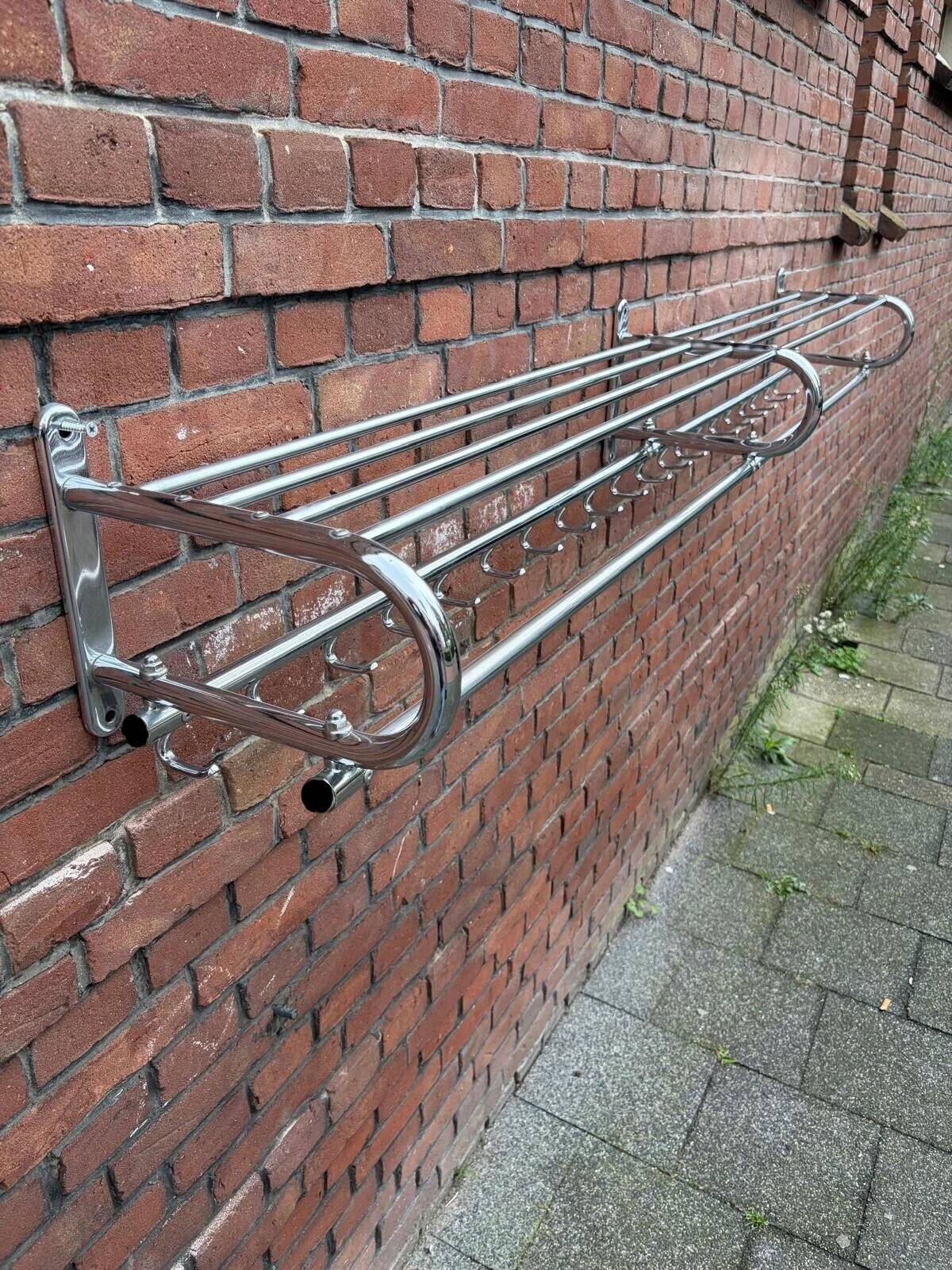 Chrome coat rack Bauhaus style, Oostwoud, Dutch design 1930s