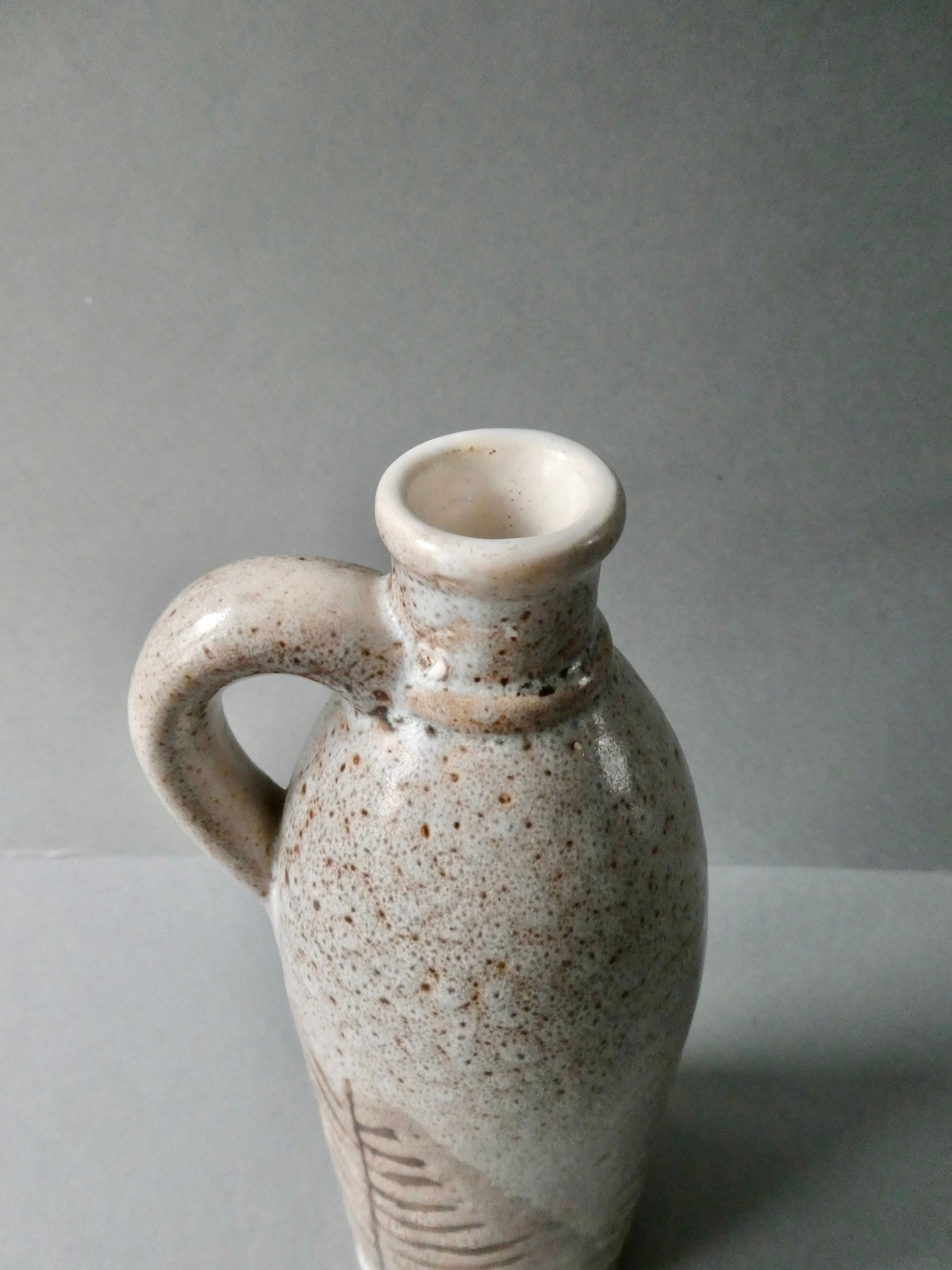 Stoneware bottle herbarium decoration, Jalapa model of the 60s