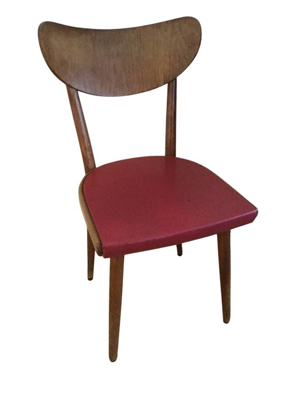 Chaises bistrot vintage rouge en bois THONET 1950