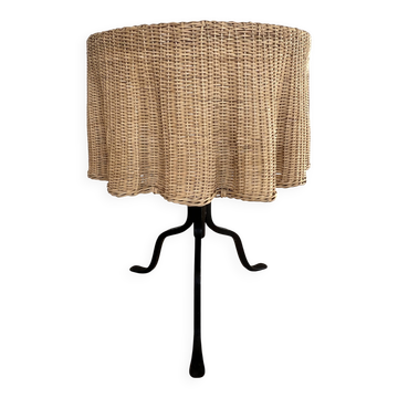 Ghost Trompe l’œil Table" side table in wicker – France, 1970s