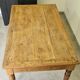 Farmhouse table, solid oak wood, raw finish, shell handles, for 6 people.