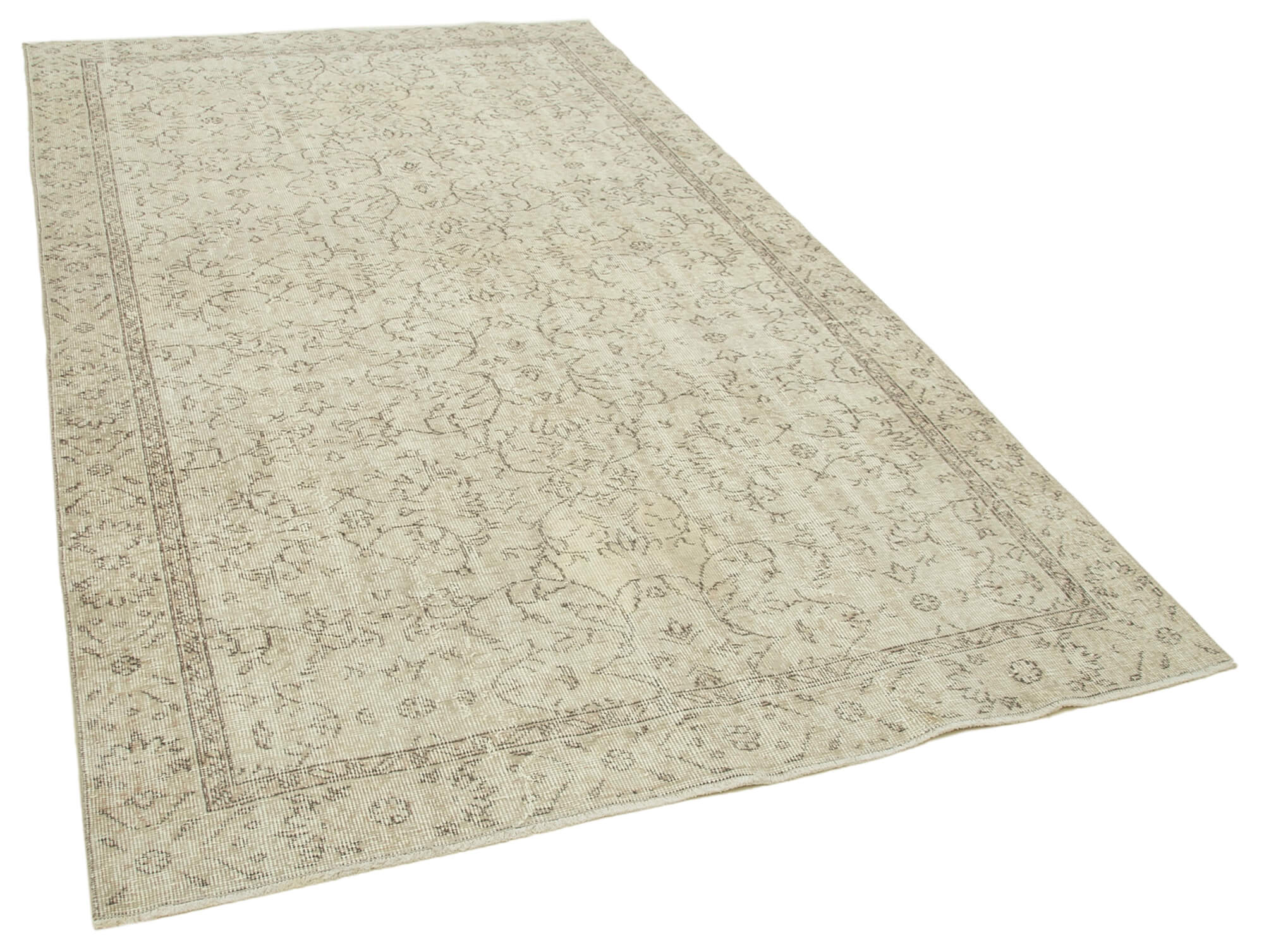 Handwoven distressed anatolian beige rug 168 cm x 281 cm