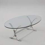 Glass and steel coffee table – 1970s modernist design
