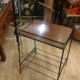 Floor lamp end of sofa in wrought iron and mahogany 1950