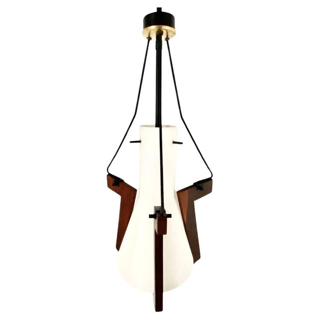 Midcentury Modern Stilnovo Rosewood Pendant, Italy 1950