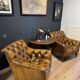 Set of 2 leather club chairs