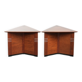 Luxury set of 2 Art Deco design side/coffee tables in triangle shape