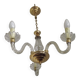 Lustre à 3 lumières en métal doré et bras de verre torsadé French Barley 5230