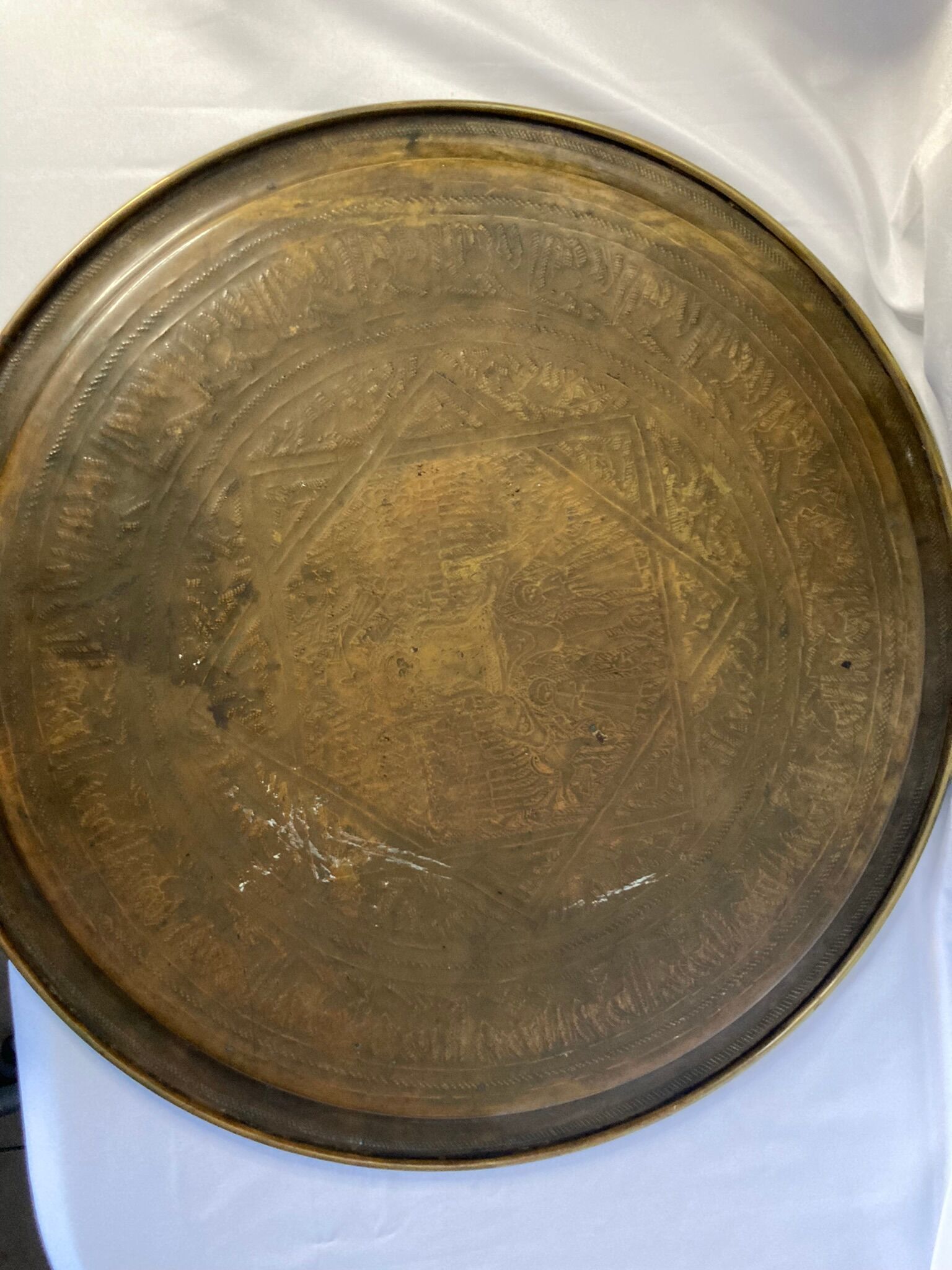 Lot en cuivre ancien plateau et théière orientale XXème