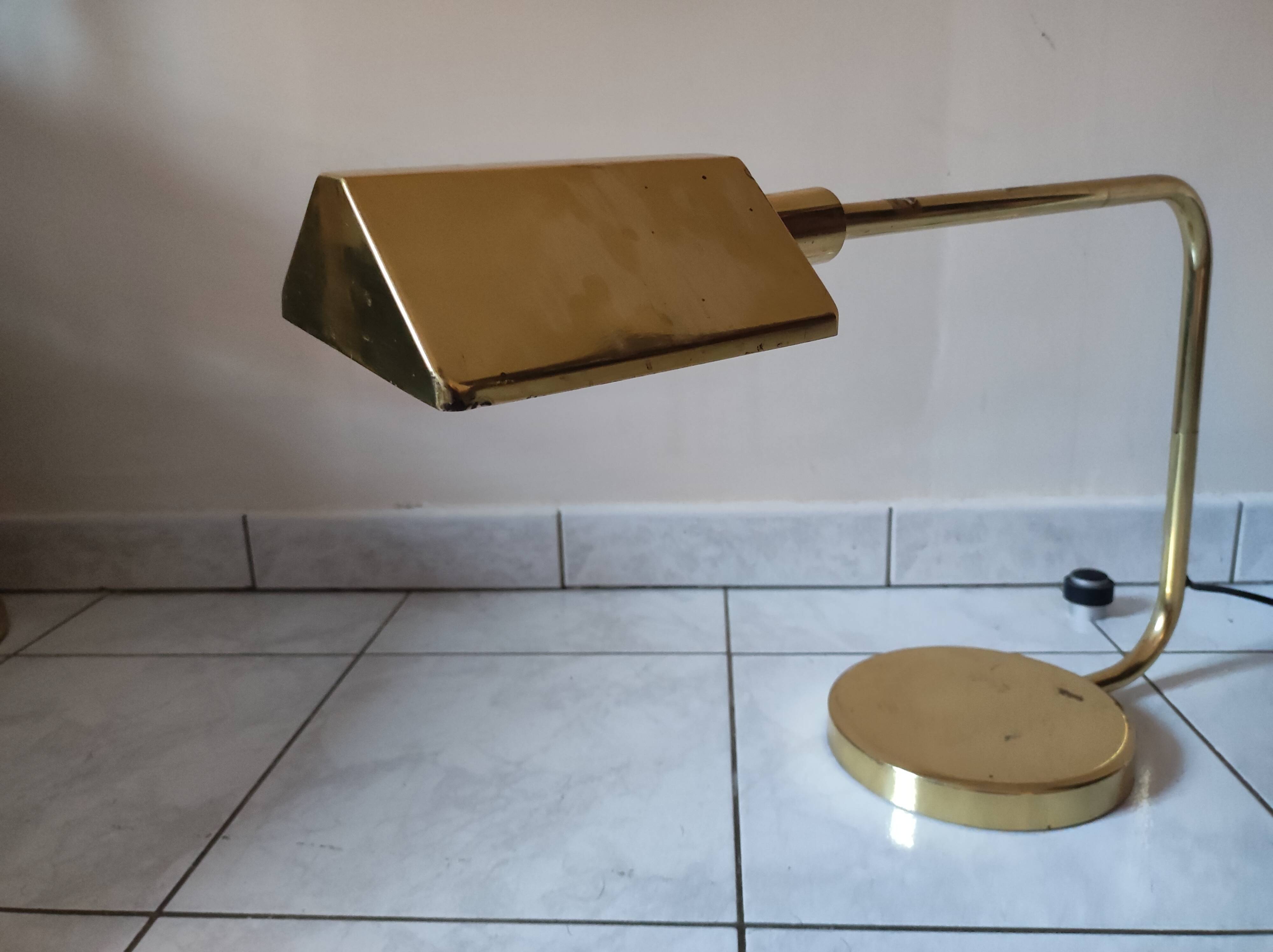 Articulated brass desk lamp, Italian design