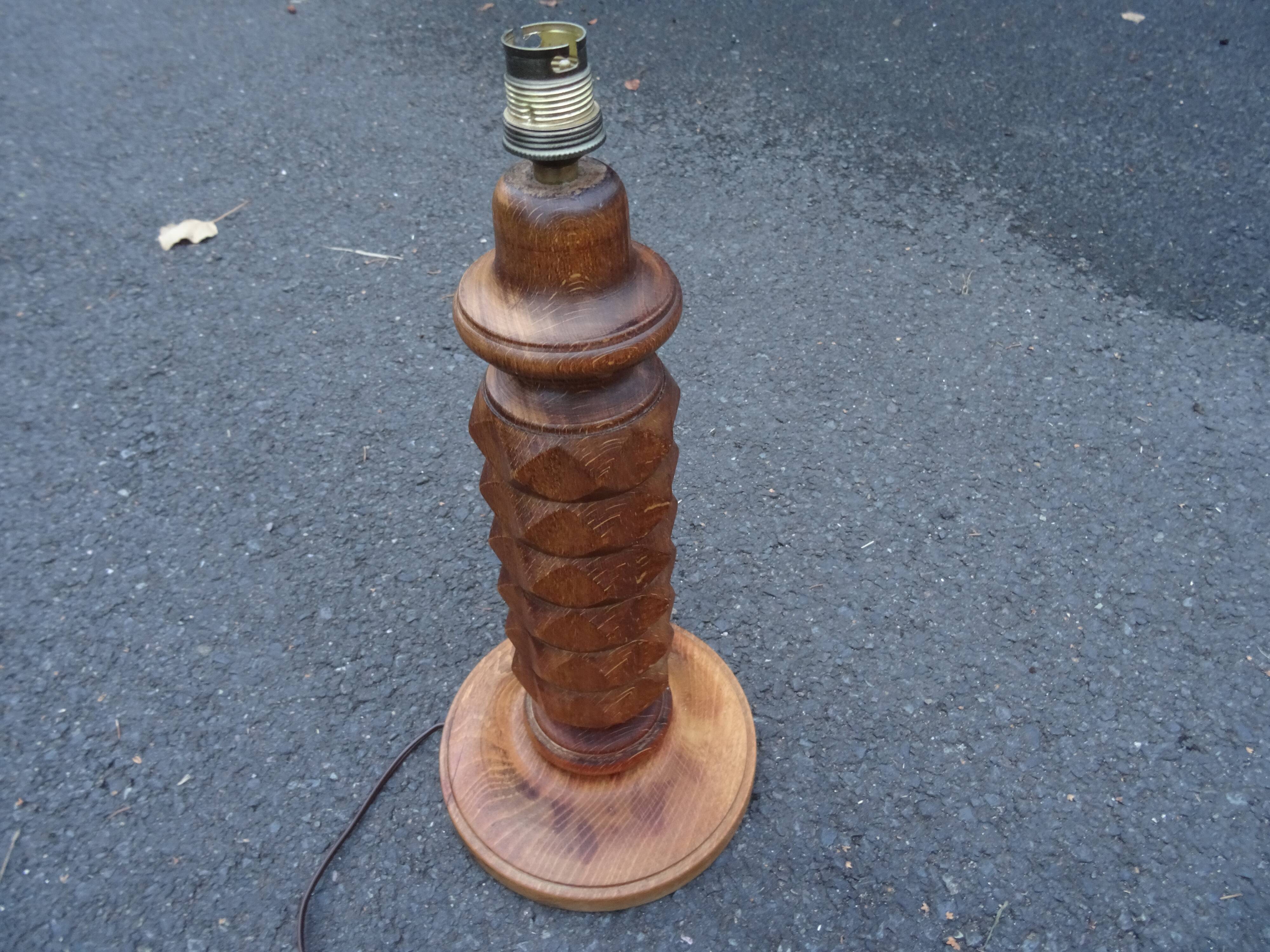 Turned wooden foot lamp