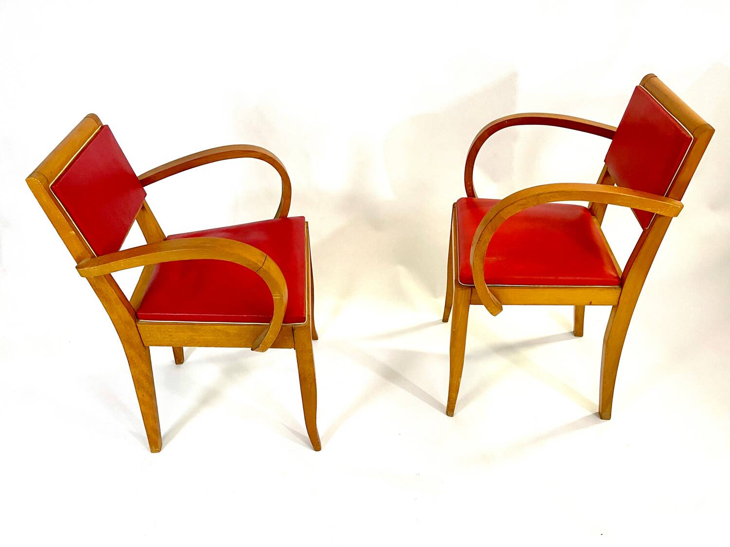 Pair of 50s Red Bridge Armchairs