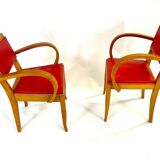 Pair of 50s Red Bridge Armchairs