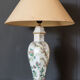 Chinese porcelain lamp mid-twentieth floral decoration wood support