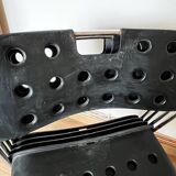 Set of 4 Black Omstak Chairs by Rodney Kinsman for Bieffeplast